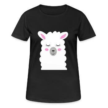 Lama - Frauen T-Shirt atmungsaktiv - Schwarz - Vorne - AI Model Female 172 light (172cm)