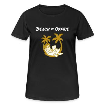 Digitaler Nomade Reisender Strand Laptop Palmen - Frauen T-Shirt atmungsaktiv - Schwarz - Vorne - AI Model Female 172 light (172cm)