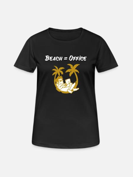 Digitaler Nomade Reisender Strand Laptop Palmen - Frauen T-Shirt atmungsaktiv - Schwarz