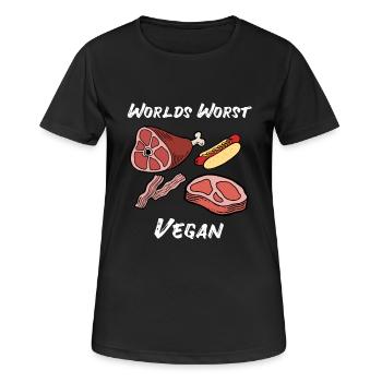 Anti Vegan Fleischfresser Fleisch Filet Geschenk - Frauen T-Shirt atmungsaktiv - Schwarz - Vorne - AI Model Female 172 light (172cm)