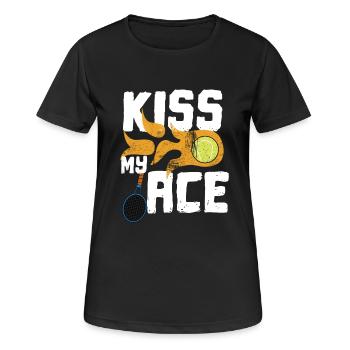 Tennis né pour servir Serve Ass Raquette - T-shirt respirant Femme - noir - Devant - AI Model Female 172 light (172cm)