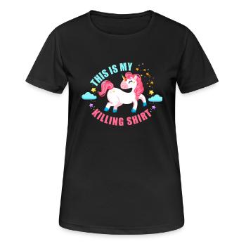 C’est mon tee-shirt licorne Unicorn Fun Shirt - T-shirt respirant Femme - noir - Devant - AI Model Female 172 light (172cm)