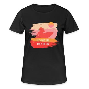 Sommer Spruch Surfen - Frauen T-Shirt atmungsaktiv - Schwarz - Vorne - AI Model Female 172 light (172cm)