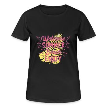 Willkommen Sommer Strand - Frauen T-Shirt atmungsaktiv - Schwarz - Vorne - AI Model Female 172 light (172cm)