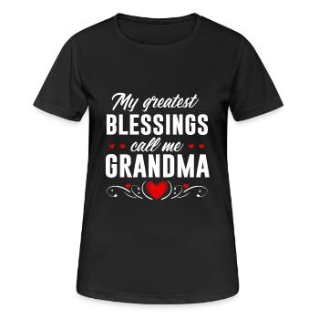 My greatest blessing call me grandma - Frauen T-Shirt atmungsaktiv - Schwarz - Vorne - AI Model Female 172 light (172cm)