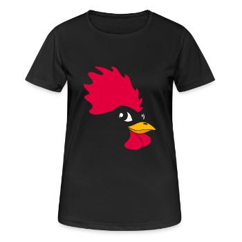 Poulet visage poules chemise poule cadeau drôle - T-shirt respirant Femme - noir - Devant - AI Model Female 172 light (172cm)