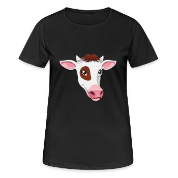 Chemise végétarienne végétarienne cadeau de visage de vache - T-shirt respirant Femme - noir - Devant - AI Model Female 172 light (172cm)