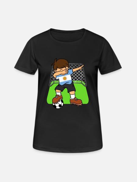 Argentina Soccer Ball Dabbing Kid Argentines - Women's Breathable T-Shirt - black