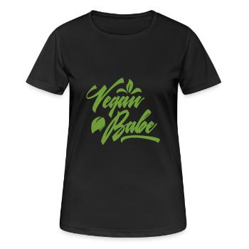 Mode de vie végétalien - "Vegan Babe" - Cadeau - T-shirt respirant Femme - noir - Devant - AI Model Female 172 light (172cm)