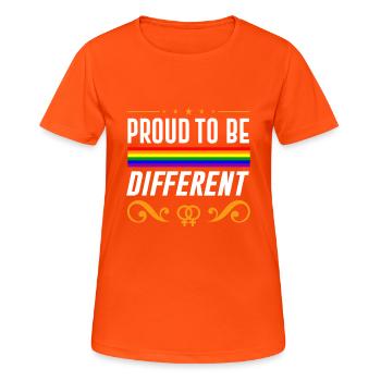 Proud to be different - Frauen T-Shirt atmungsaktiv - Neonorange - Vorne - AI Model Female 172 dark (172cm)
