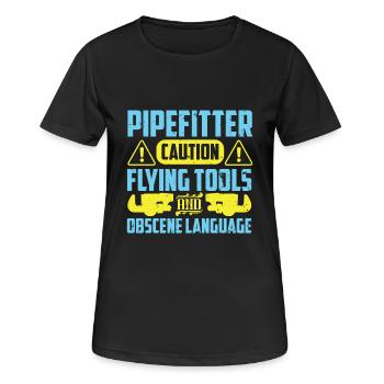 Mise en garde du tuyauteur - T-shirt respirant Femme - noir - Devant - AI Model Female 172 light (172cm)