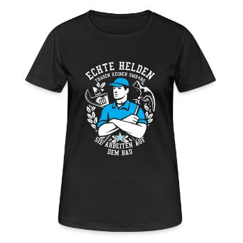 Bauarbeiter Shirt · Baustelle · Bagger · Helden - Frauen T-Shirt atmungsaktiv - Schwarz - Vorne - AI Model Female 172 light (172cm)