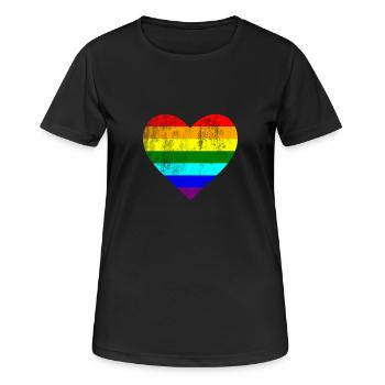 Coeur LGTB Pride gay gay arc-en-ciel - T-shirt respirant Femme - noir - Devant - AI Model Female 172 light (172cm)