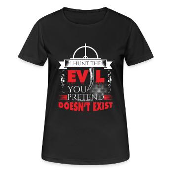 Je chasse le mal! - T-shirt respirant Femme - noir - Devant - AI Model Female 172 light (172cm)