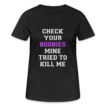 Check your Boobies cancer du sein Cancer Prévention - T-shirt respirant Femme - noir - Devant - AI Model Female 172 light (172cm)