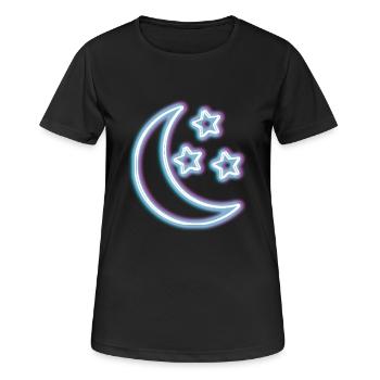 T-shirt néon Glow Moon Effet lumineux demi-lune - T-shirt respirant Femme - noir - Devant - AI Model Female 172 light (172cm)