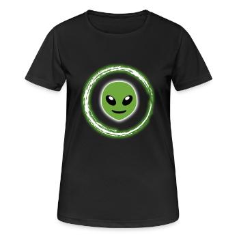T-shirt néon Glow Alien Effet lumineux demi-lune - T-shirt respirant Femme - noir - Devant - AI Model Female 172 light (172cm)