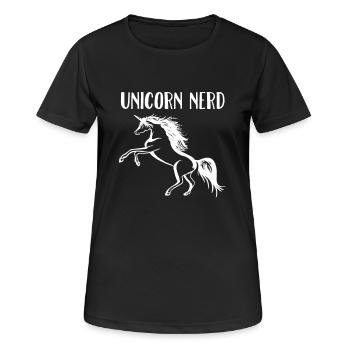 Einhorn-Nerd-T-Shirt Lustiger magischer Einhorn-Aussenseiter - Frauen T-Shirt atmungsaktiv - Schwarz - Vorne - AI Model Female 172 light (172cm)
