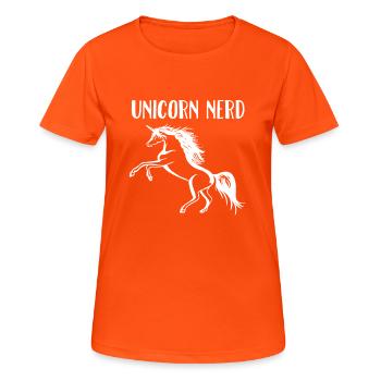 T-Shirt Unicorn Nerd Drôle de Licorne Magique Unicorn - T-shirt respirant Femme - orange néon - Devant - AI Model Female 172 dark (172cm)