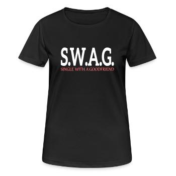 Swag - single with good friends - Women's Breathable T-Shirt - black - Front - AI Model Female 172 light (172cm)