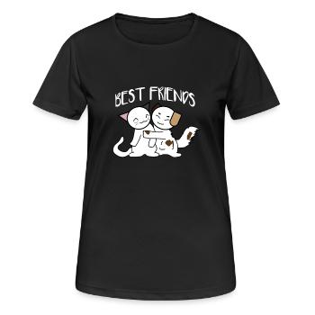 Beste Freunde Katzen Motiv Mietzekatze Kätzchen - Frauen T-Shirt atmungsaktiv - Schwarz - Vorne - AI Model Female 172 light (172cm)