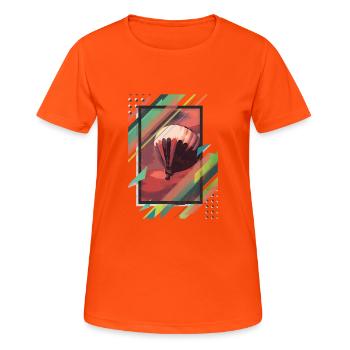 Plakat abstrakt Geschenk Heißluftballon Ballon - Frauen T-Shirt atmungsaktiv - Neonorange - Vorne - AI Model Female 172 dark (172cm)