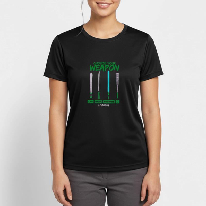 Cool Programmer Shirt Choose Your Weapon C++ Java Frauen T-Shirt atmungsaktiv