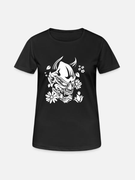 Teufel mit Blumen weiss - Frauen T-Shirt atmungsaktiv - Schwarz