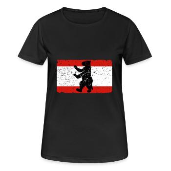 Ours de Berlin avec le drapeau de Berlin - T-shirt respirant Femme - noir - Devant - AI Model Female 172 light (172cm)