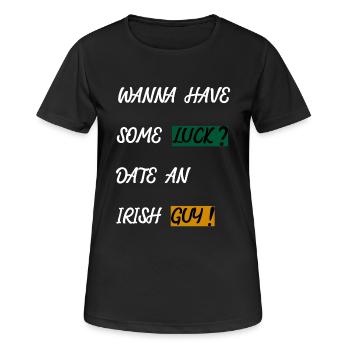 IRLAND - GLÜCK - DATING - SINGLE - Frauen T-Shirt atmungsaktiv - Schwarz - Vorne - AI Model Female 172 light (172cm)