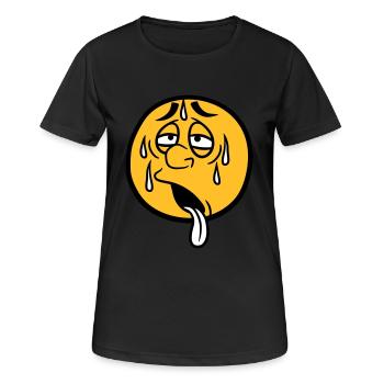 cercle de dessin animé visage dessin animé rond soleil épuisé - T-shirt respirant Femme - noir - Devant - AI Model Female 172 light (172cm)