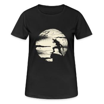 Werewolf With The Full Moon - Women's Breathable T-Shirt - black - Front - AI Model Female 172 light (172cm)