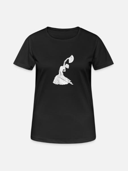 Flamenco Tänzerin / Flamenco Tanz in weiß - Frauen T-Shirt atmungsaktiv - Schwarz