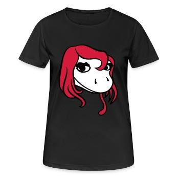 kopf gesicht weiblich frau huebsch girl maedchen s - Frauen T-Shirt atmungsaktiv - Schwarz - Vorne - AI Model Female 172 light (172cm)
