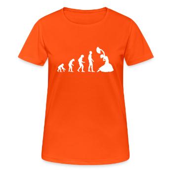 Flamenco Evolution / Flamenco Tanz / Kleid / weiß - Frauen T-Shirt atmungsaktiv - Neonorange - Vorne - AI Model Female 172 dark (172cm)