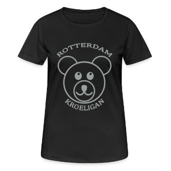 ROTTERDAM KROELIGAN - Frauen T-Shirt atmungsaktiv - Schwarz - Vorne - AI Model Female 172 light (172cm)