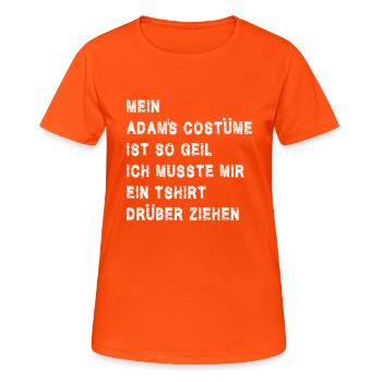 Fasching Kostüm nackt ist Trumpf Adam's Kostüm - Frauen T-Shirt atmungsaktiv - Neonorange - Vorne - AI Model Female 172 dark (172cm)