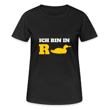 Rente - Frauen T-Shirt atmungsaktiv - Schwarz - Vorne - AI Model Female 172 light (172cm)