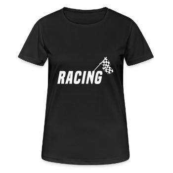 Motorsport - Frauen T-Shirt atmungsaktiv - Schwarz - Vorne - AI Model Female 172 light (172cm)