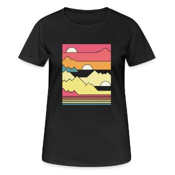 Geometric Sunset - Geometrischer Sonnenuntergang - Frauen T-Shirt atmungsaktiv - Schwarz - Vorne - AI Model Female 172 light (172cm)