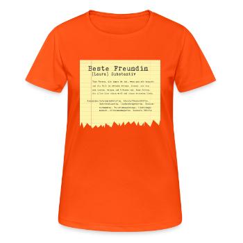 Beste Freundin Laura - Frauen T-Shirt atmungsaktiv - Neonorange - Vorne - AI Model Female 172 dark (172cm)