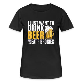 Je veux juste boire de la bière et manger des pierogies Polska - T-shirt respirant Femme - noir - Devant - AI Model Female 172 light (172cm)