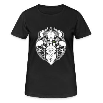 Odin und seine Totenköpfe - Frauen T-Shirt atmungsaktiv - Schwarz - Vorne - AI Model Female 172 light (172cm)