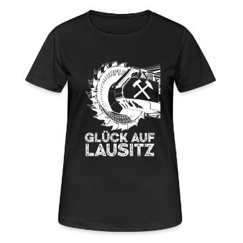 Glück auf Lausitz - Frauen T-Shirt atmungsaktiv - Schwarz - Vorne - AI Model Female 172 light (172cm)