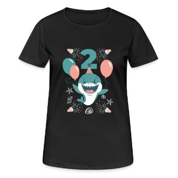 2nd birthday with balloons and sweet shark birthday - Women's Breathable T-Shirt - black - Front - AI Model Female 172 light (172cm)
