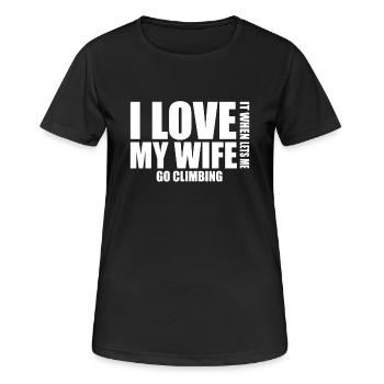 J'aime ma femme Grimpeur T-shirt Petit ami de mari - T-shirt respirant Femme - noir - Devant - AI Model Female 172 light (172cm)