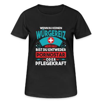 Pflege Pflegekraft Pornostar Porno Würgereiz - Frauen T-Shirt atmungsaktiv - Schwarz - Vorne - AI Model Female 172 light (172cm)
