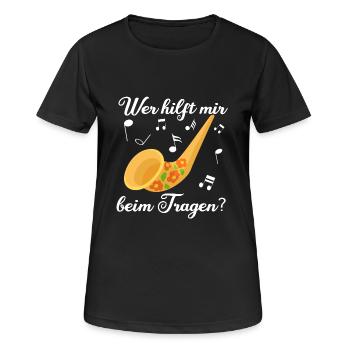 Alpen Horn - Wer Hilft Mir Beim Tragen Musiker - Frauen T-Shirt atmungsaktiv - Schwarz - Vorne - AI Model Female 172 light (172cm)