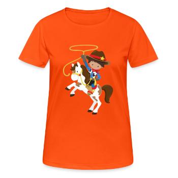 cowboy - Women's Breathable T-Shirt - neon orange - Front - AI Model Female 172 dark (172cm)