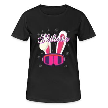 Skihase - Frauen T-Shirt atmungsaktiv - Schwarz - Vorne - AI Model Female 172 light (172cm)